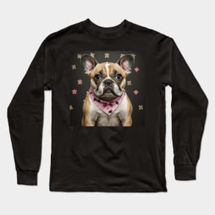 Cute French bulldog with a bandana Long Sleeve T-Shirt